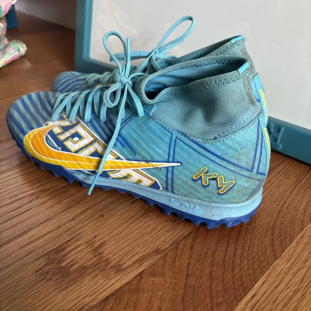Nike Mercurial Superfly 9 Academy TF Mens Size 8 Blue Yellow Spike Soccer Shoes